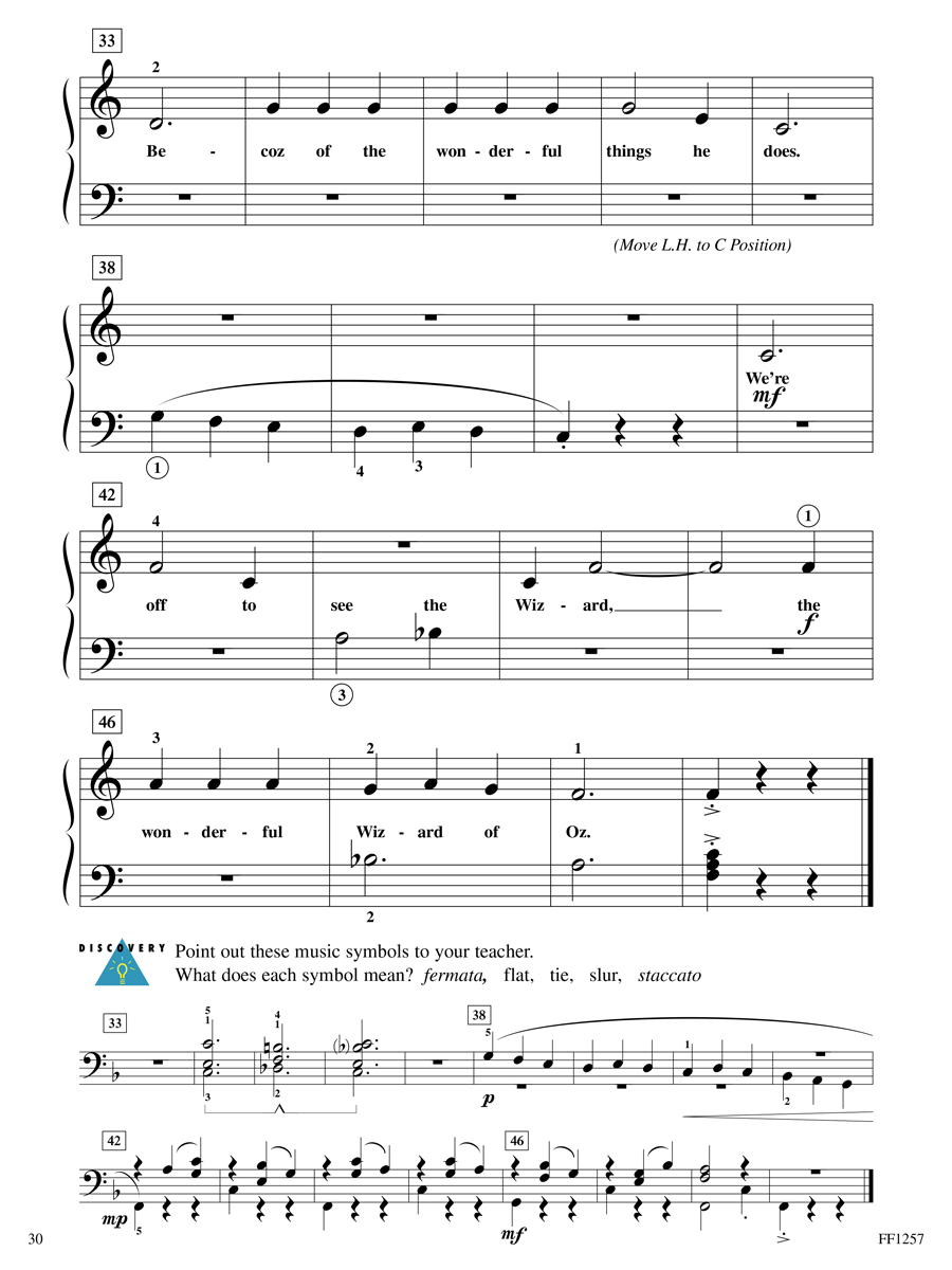 Mixed Up Song from Faber Piano Adventures Level 1 - Lesson Book (2nd  Edition), page 30-31 