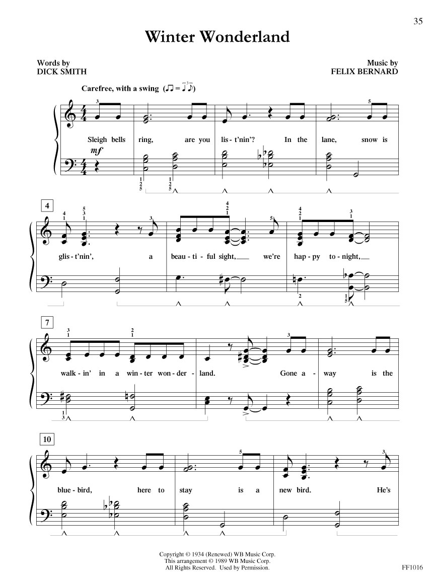 Download Winter Wonderland Piano Sheet Music Easy - Music Sheet Collection
